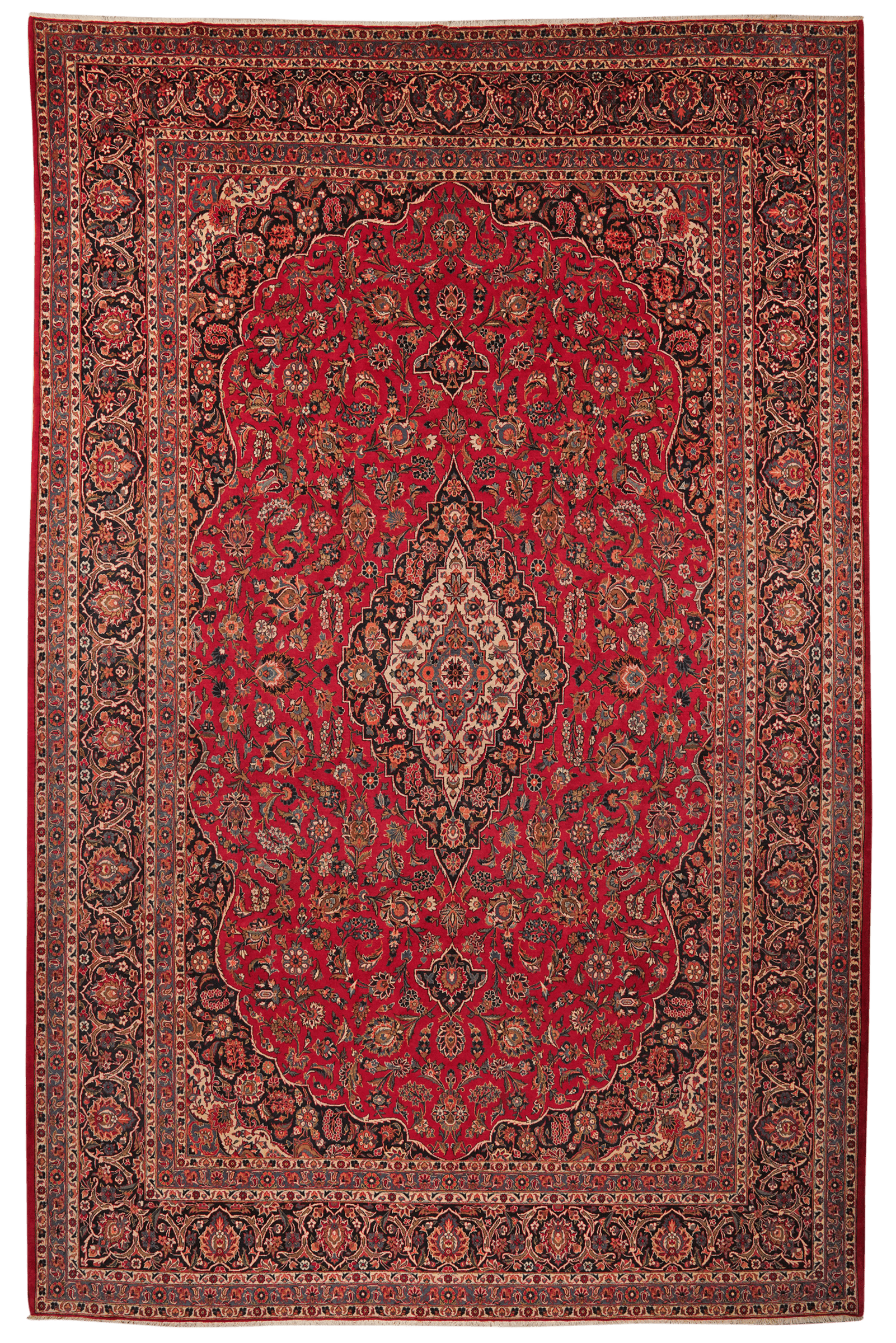 Kashan — Hand-knotted, 289x442 cm, Red, 100% Virgin Wool | Main view