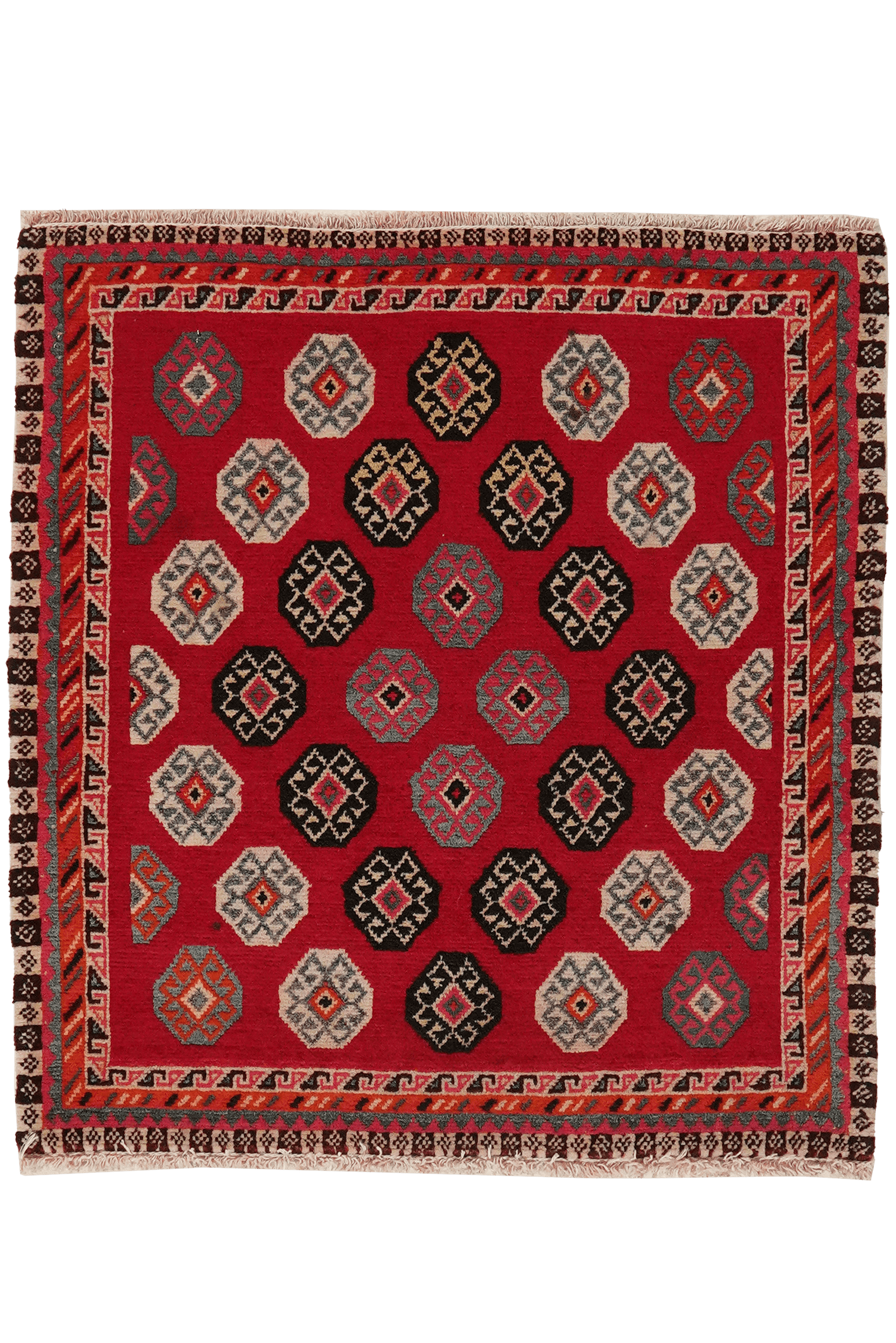 Gashgai — Hand-knotted, 57x60 cm, Red, 100% Virgin Wool | Main view