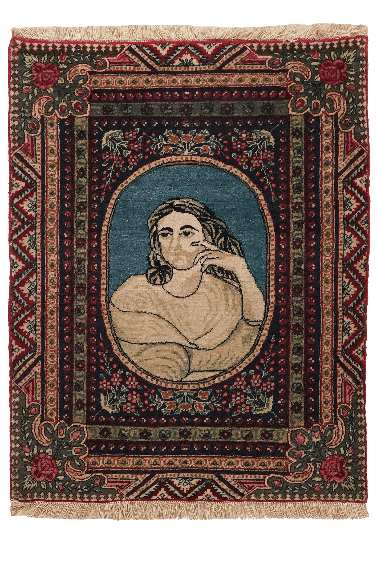 Teheran — Hand-knotted, 55x72 cm, Blue, 100% Virgin Wool | Main view