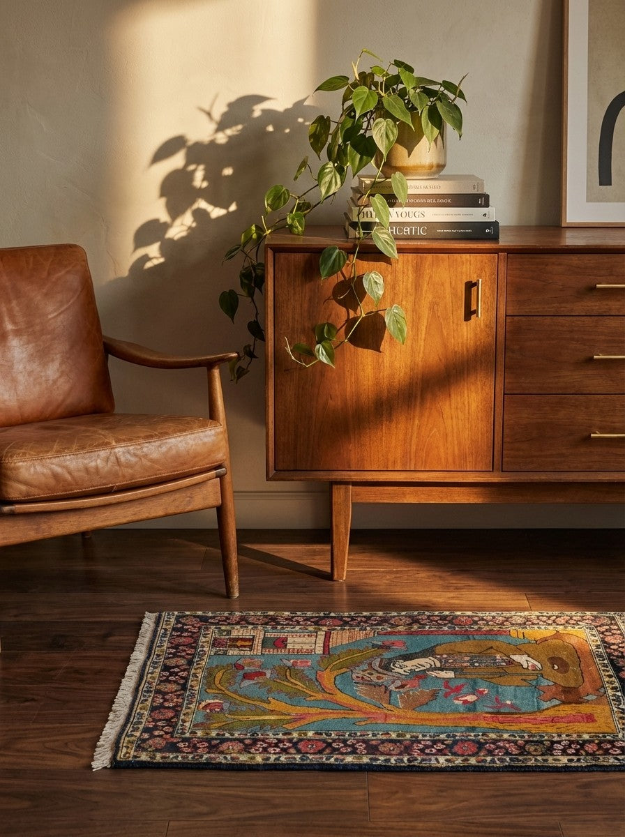 Tabriz Antique — Hand-knotted, 64x100 cm, Blue, 100% Virgin Wool | Back view