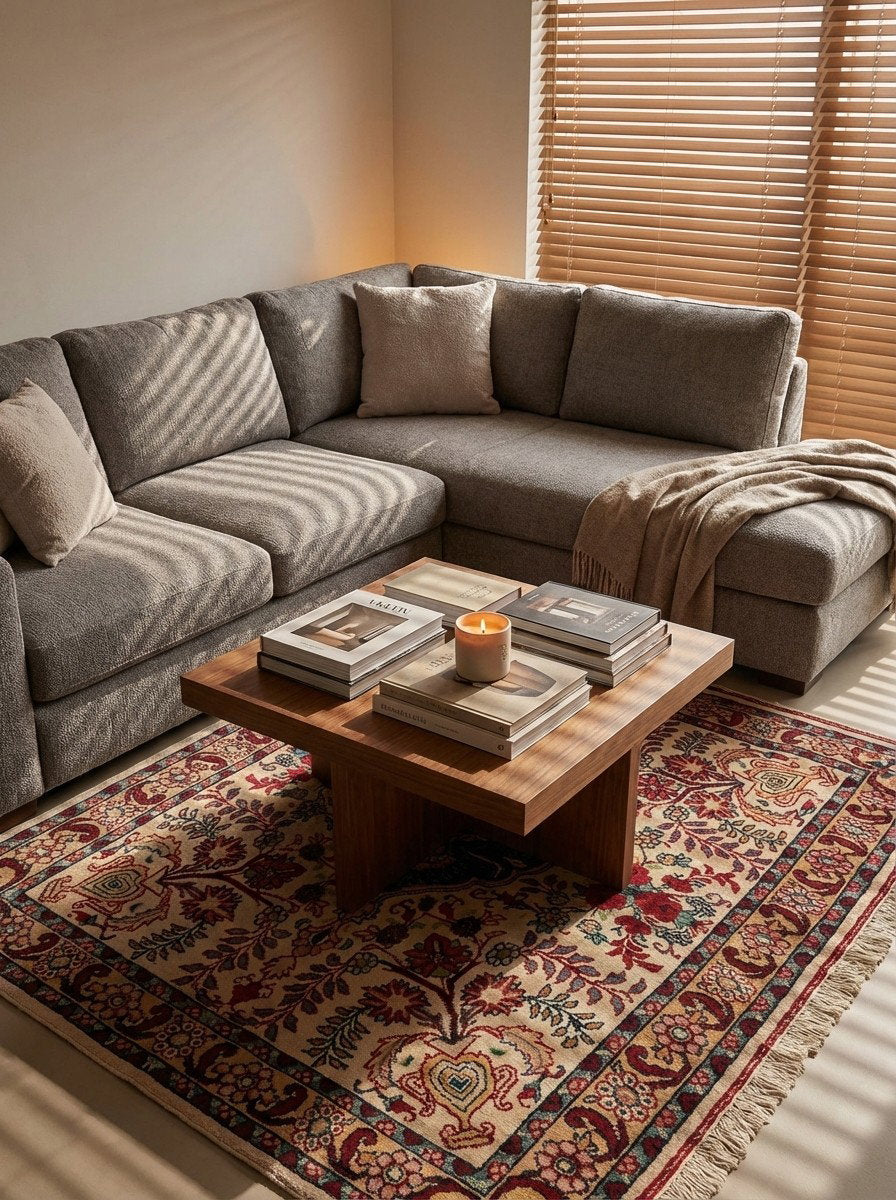 Bidjar — Handgefertigt, 82x75 cm, Beige, 100% Virgin Wool | Back view