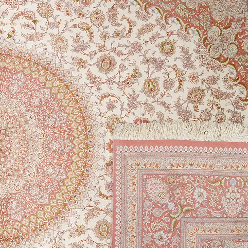 Ghoum Seide — Hand-knotted, 198x305 cm, Beige, 100% Silk | View 6