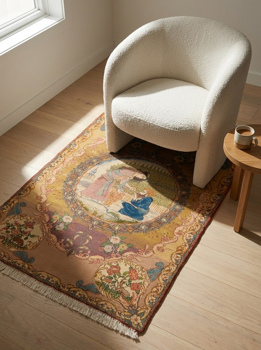 Tabriz Antique — Hand-knotted, 82x120 cm, Beige, 100% Virgin Wool | Detail view