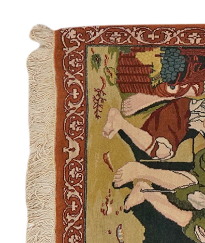 Tabriz Graphic — Hand-knotted, 52x66 cm, Green, 100% Virgin Wool | View 3