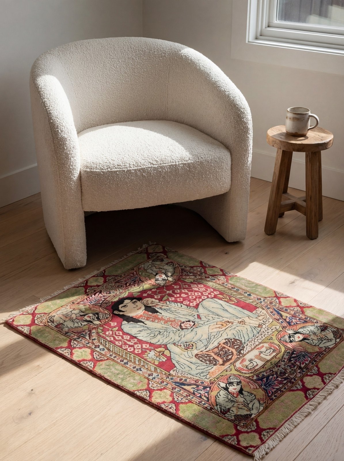 Ravar — Hand-knotted, 58x78 cm, Red, 100% Virgin Wool | Detail view