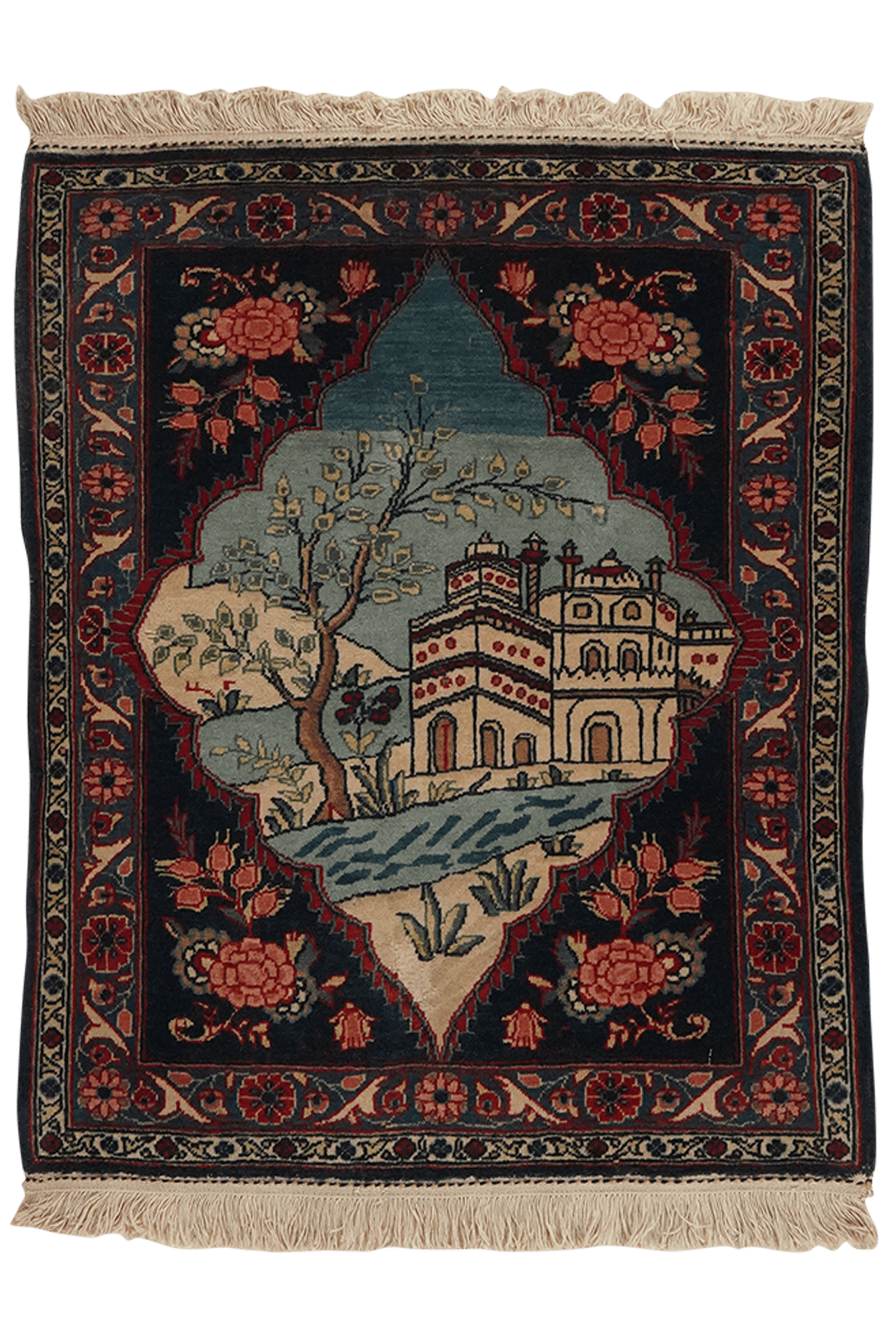 Kashan — Hand-knotted, 63x76 cm, Blue, 100% Virgin Wool | Main view