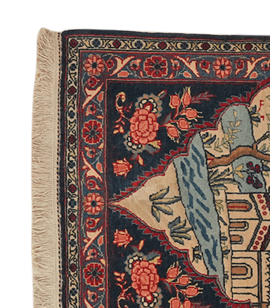 Kashan — Hand-knotted, 63x76 cm, Blue, 100% Virgin Wool | View 3