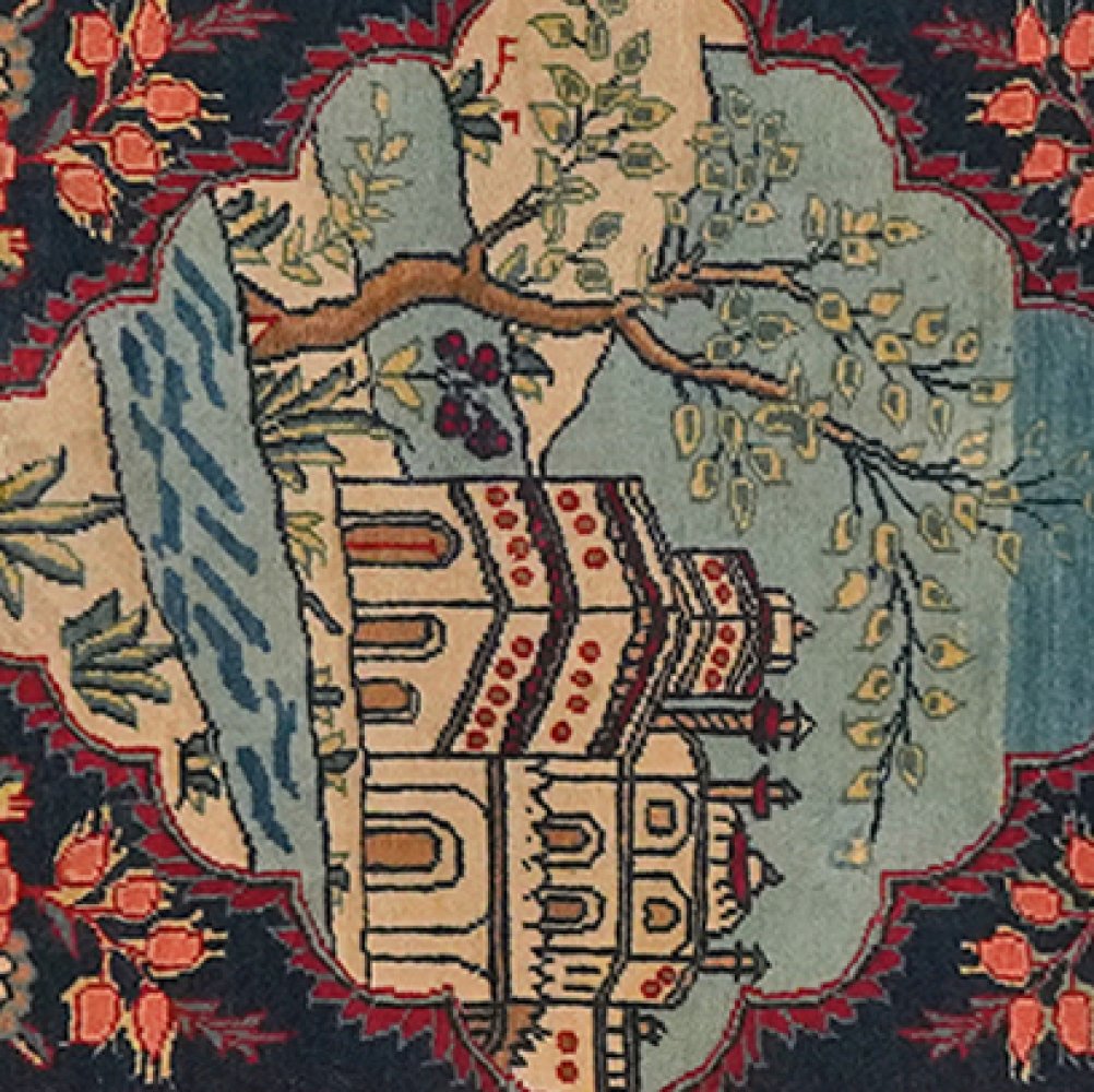 Kashan — Hand-knotted, 63x76 cm, Blue, 100% Virgin Wool | View 4