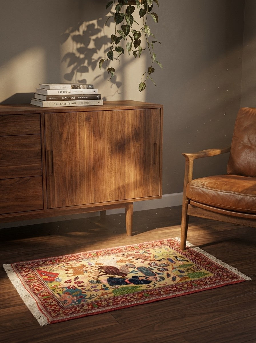 Tabriz Old — Hand-knotted, 55x76 cm, Beige, 100% Virgin Wool | Back view