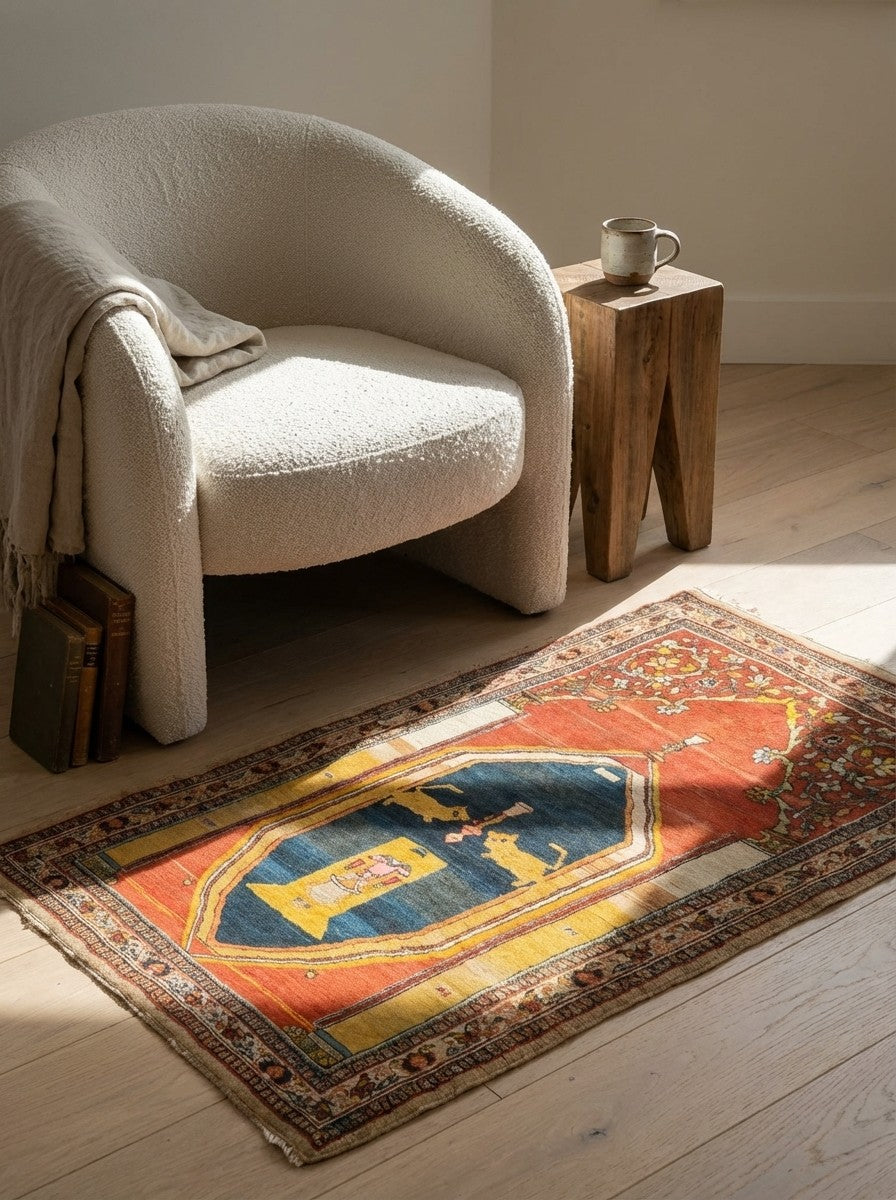 Tabriz Antique — Hand-knotted, 80x135 cm, Red, 100% Virgin Wool | Detail view