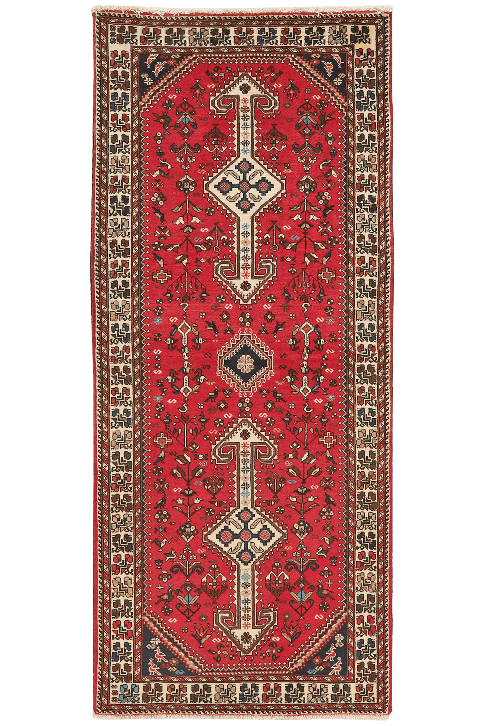 Nasrabad — Hand-knotted, 81x195 cm, Red, 100% Virgin Wool | Main view