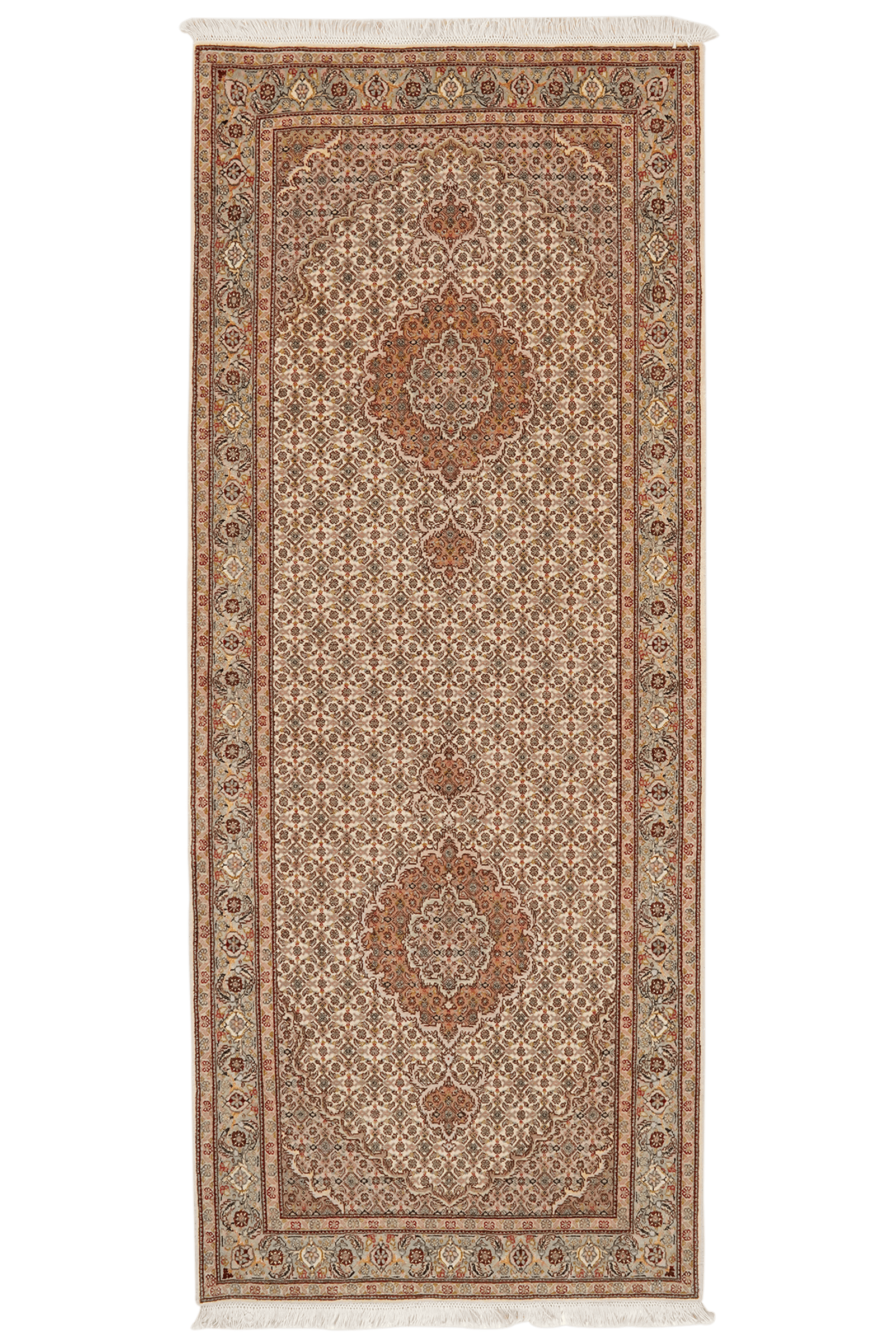 Tabriz 50 Raj — Hand-knotted, 82x202 cm, Brown, 100% Virgin Wool | Main view