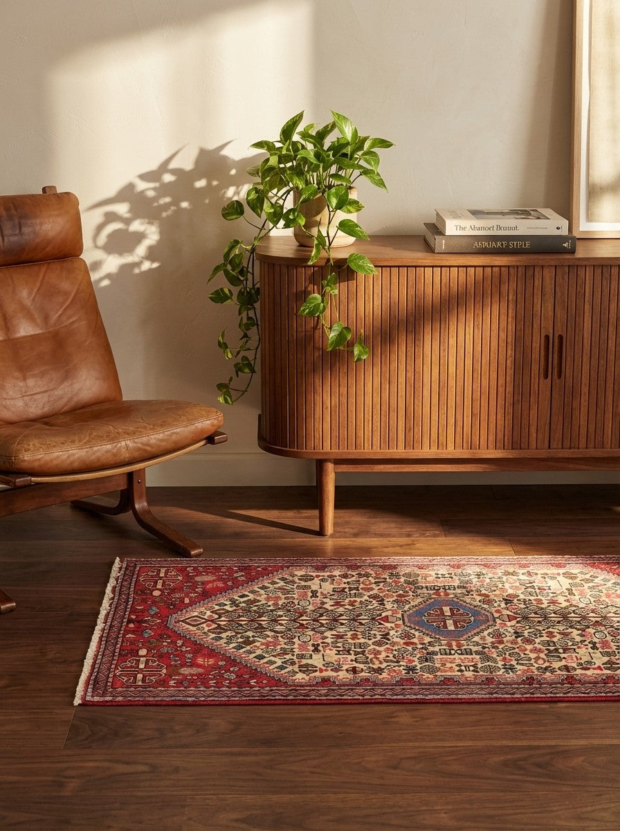 Abadeh — Hand-knotted, 68x151 cm, Beige, 100% Virgin Wool | Back view
