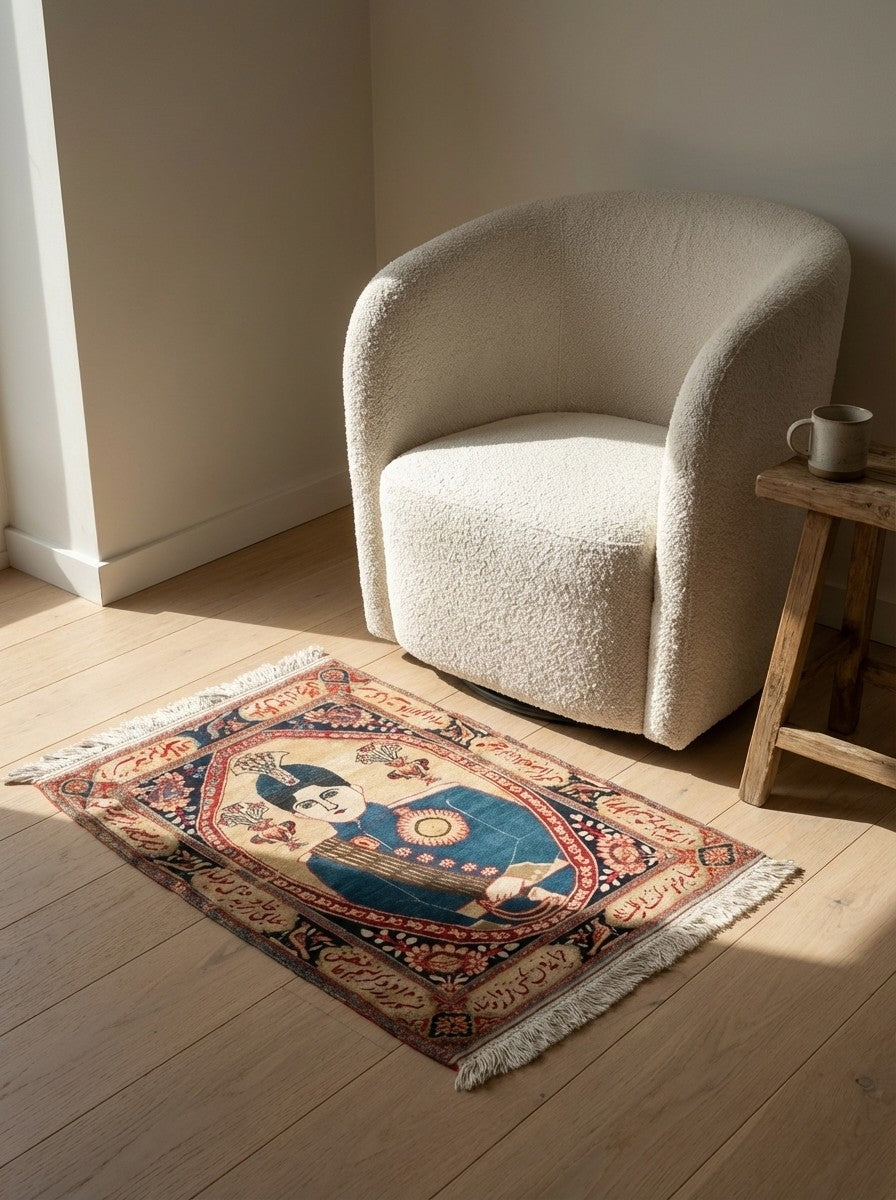 Kashan — Hand-knotted, 60x86 cm, Beige, 100% Virgin Wool | Detail view