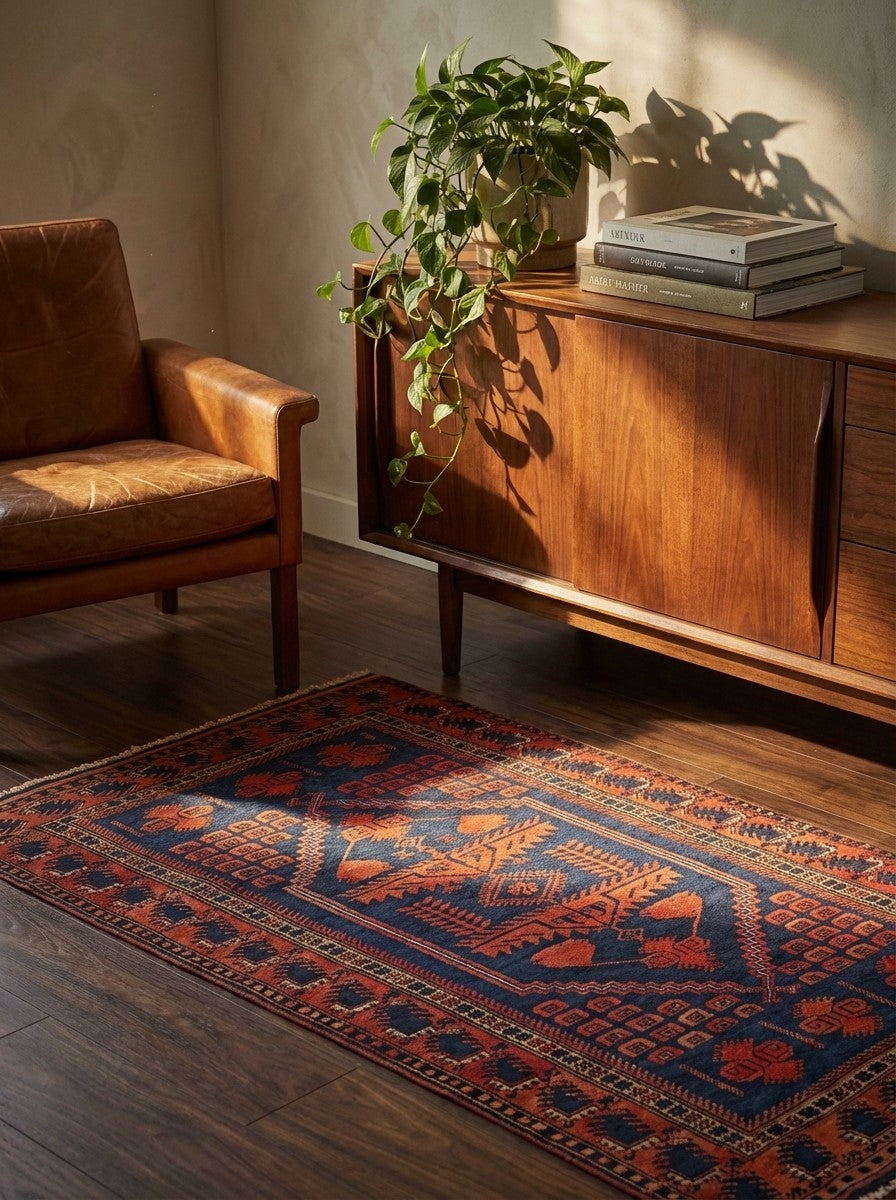 Yagdjibedir — Hand-knotted, 102x168 cm, Blue, 100% Virgin Wool | Back view
