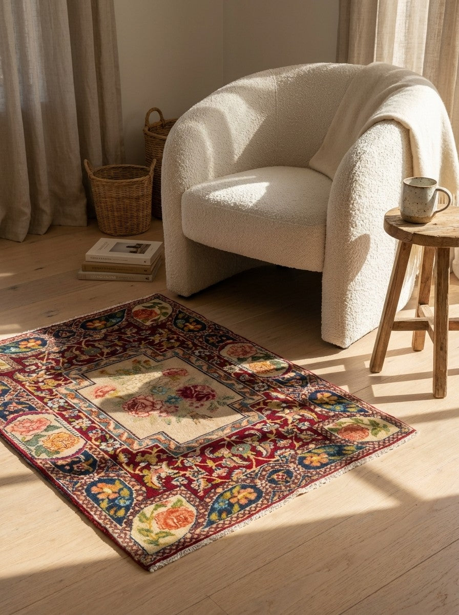 Tabriz Antique — Hand-knotted, 54x82 cm, Red, 100% Virgin Wool | Detail view