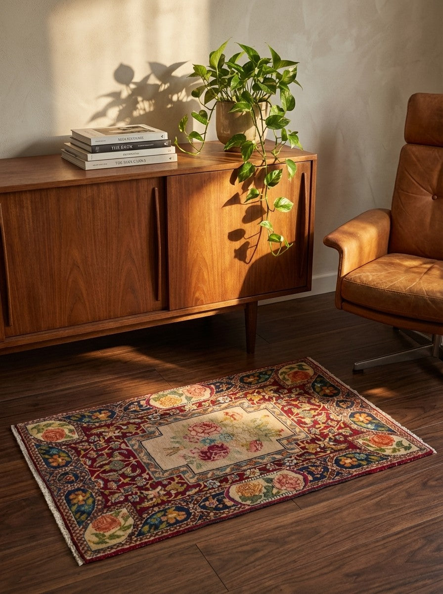 Tabriz Antique — Hand-knotted, 54x82 cm, Red, 100% Virgin Wool | Back view