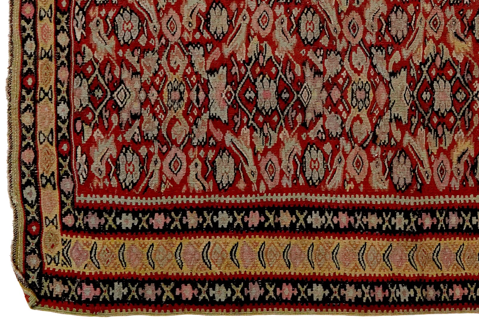 Kelim Senneh — Handmade, 138x198 cm, Red, 100% Virgin Wool | View 3
