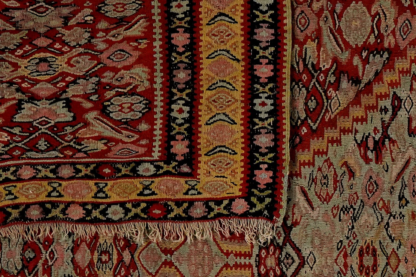 Kelim Senneh — Handmade, 138x198 cm, Red, 100% Virgin Wool | View 6