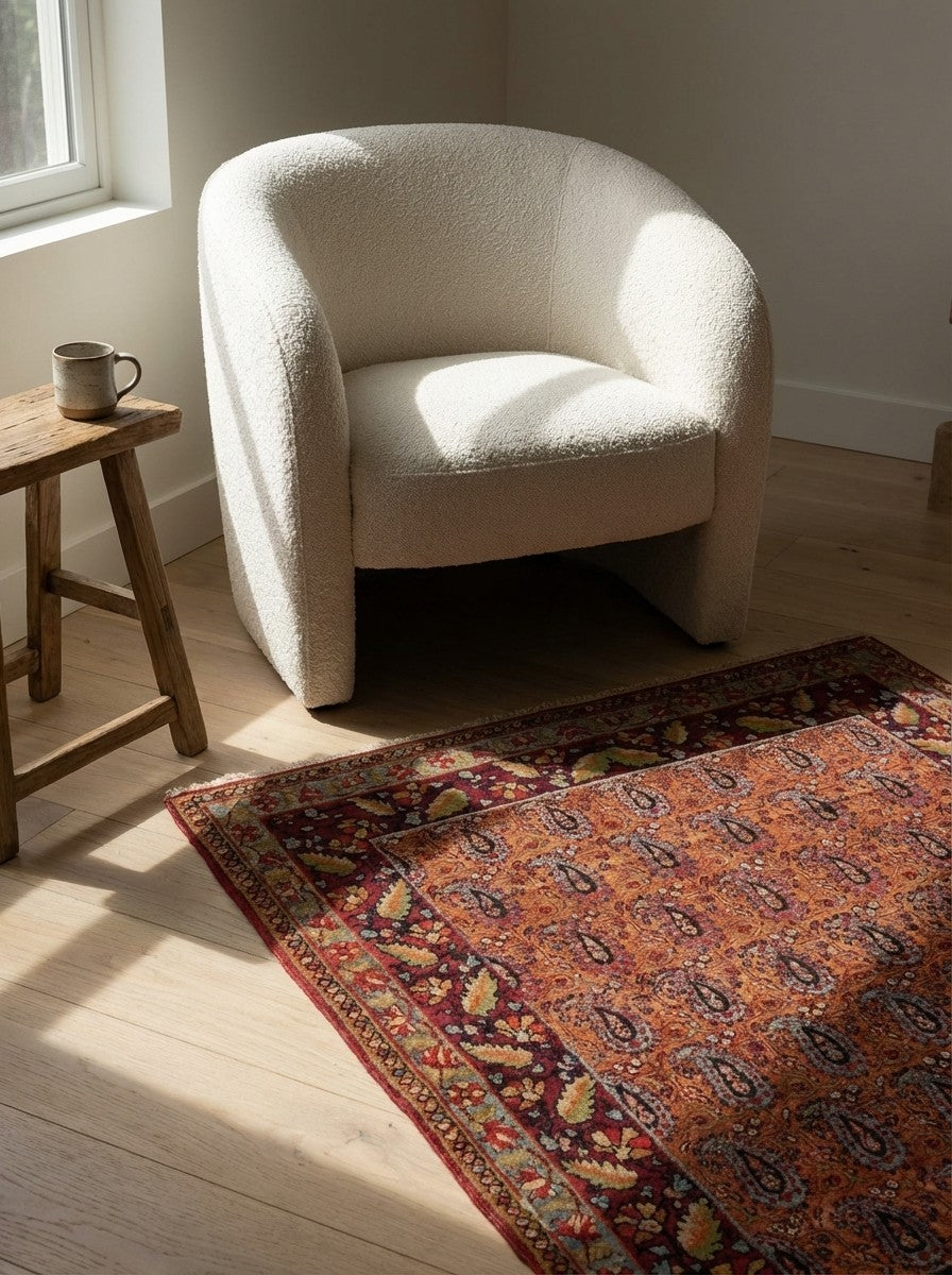 Semnan — Hand-knotted, 90x110 cm, Brown, 100% Virgin Wool | Detail view