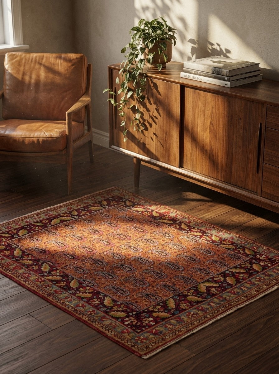 Semnan — Hand-knotted, 90x110 cm, Brown, 100% Virgin Wool | Back view