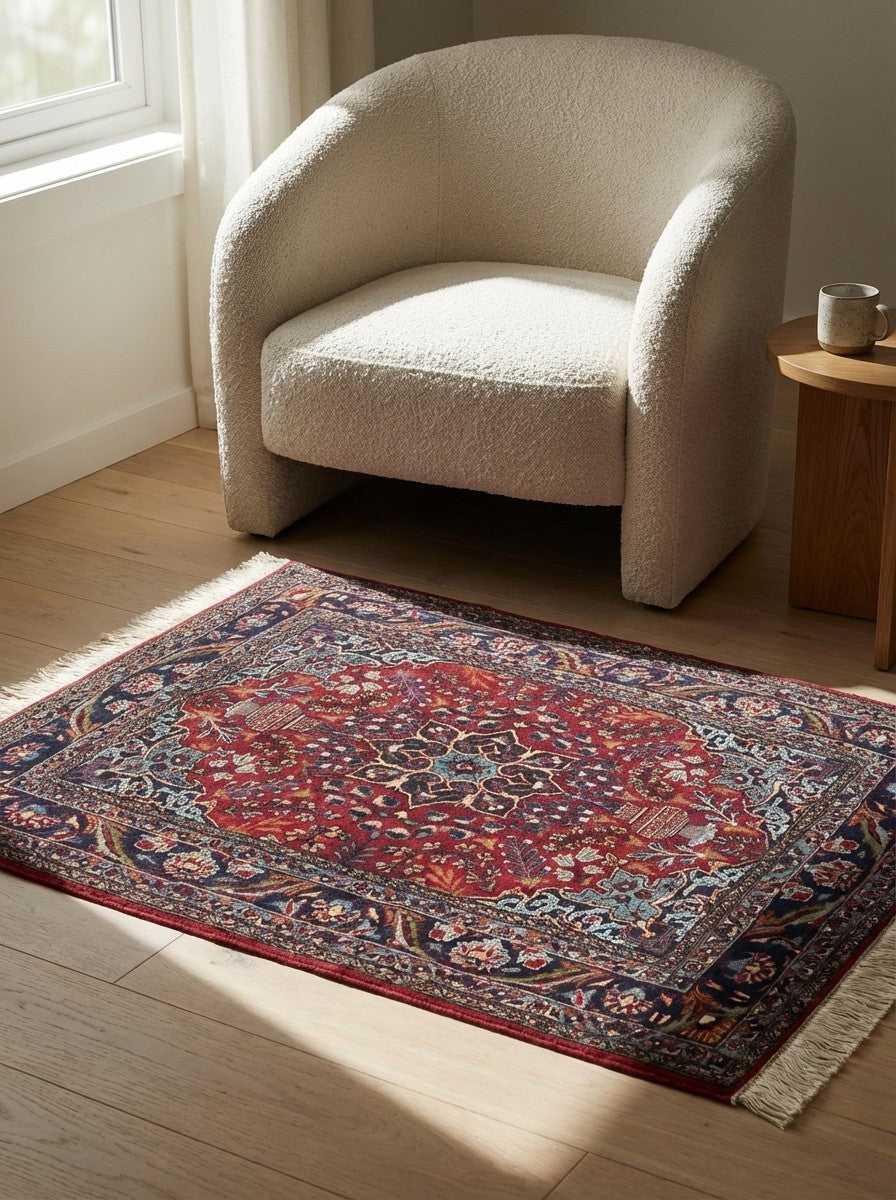 Toudeshk — Hand-knotted, 70x95 cm, Red, 100% Virgin Wool | Detail view