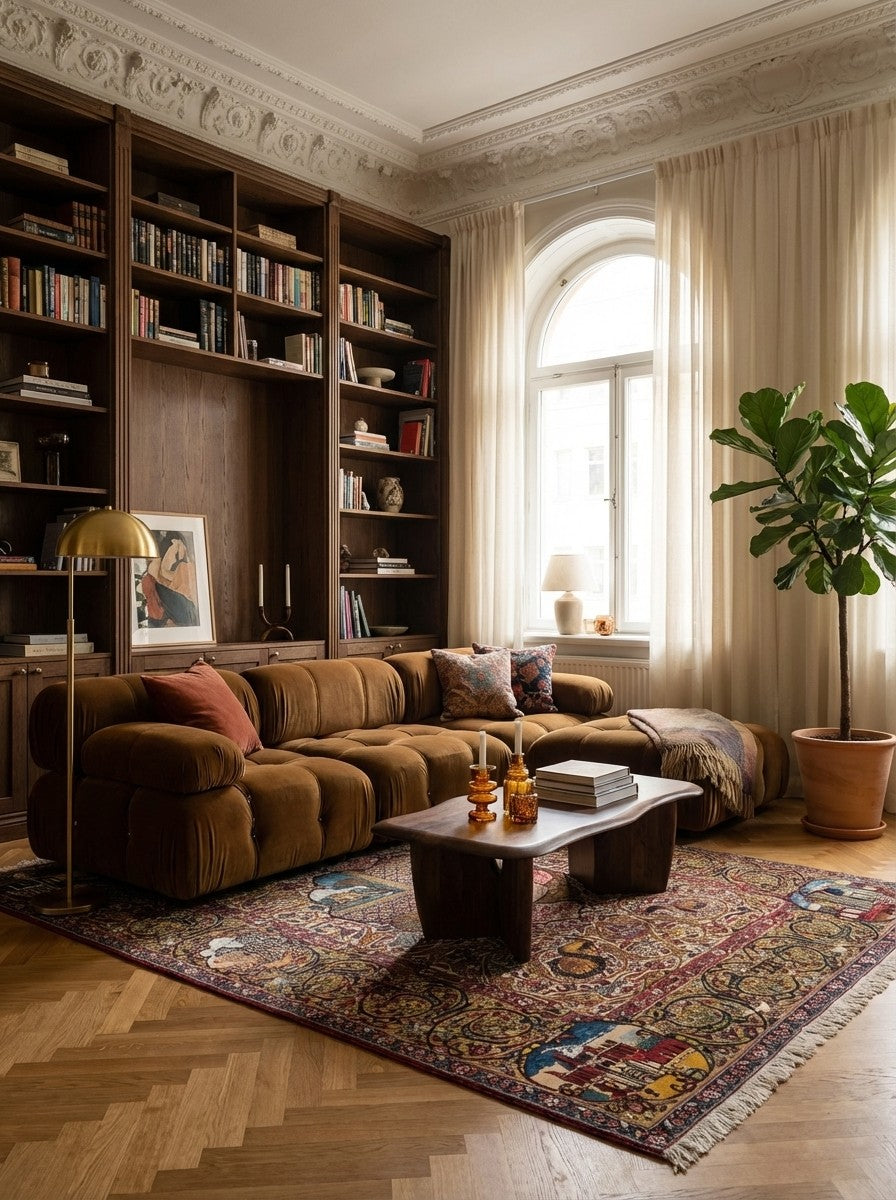 Tabriz Old — Hand-knotted, 130x198 cm, Beige, 90% Schurwolle, 10% Seide | Back view