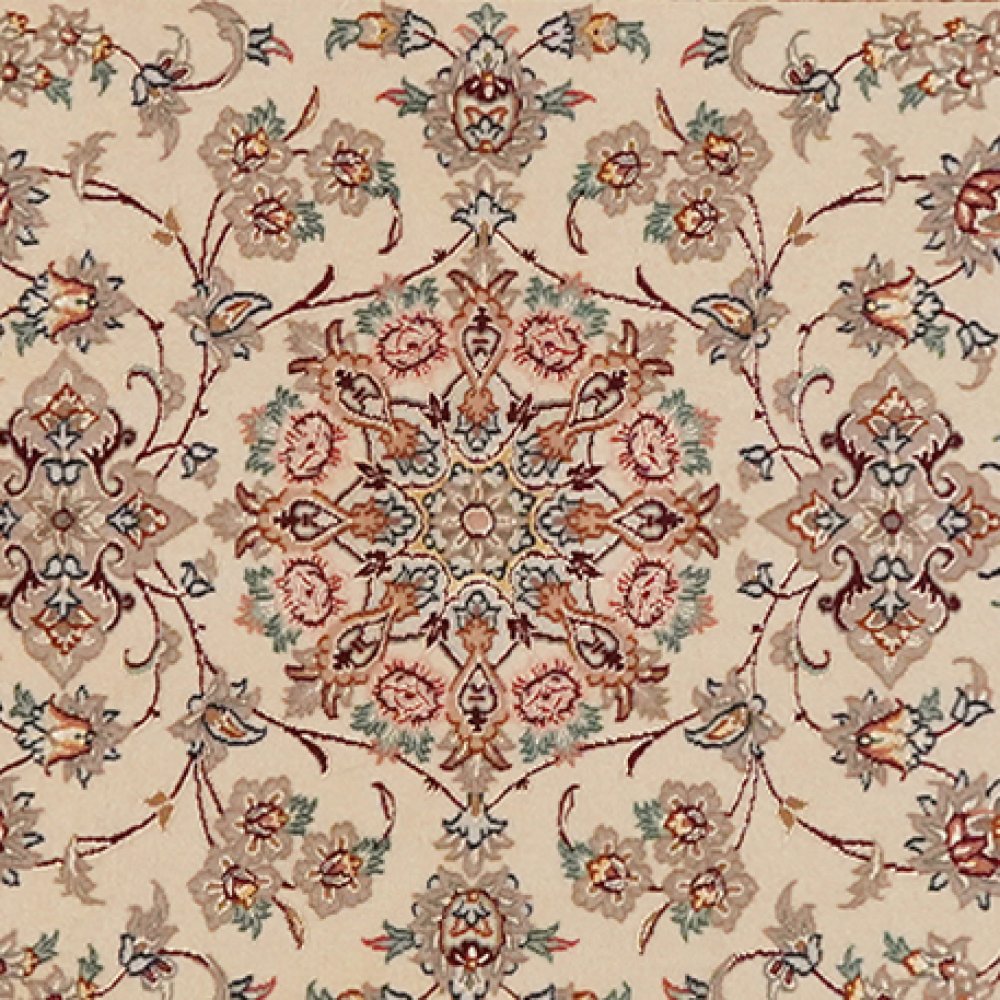 Isfahan — Hand-knotted, 82x223 cm, Beige, 95% Schurwolle, 5% Seide | View 4