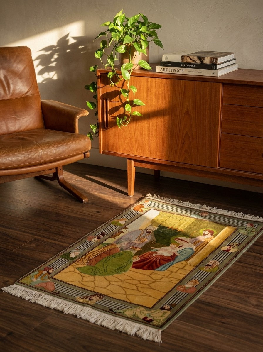 Tabriz Old — Hand-knotted, 95x144 cm, Beige, 100% Virgin Wool | Back view