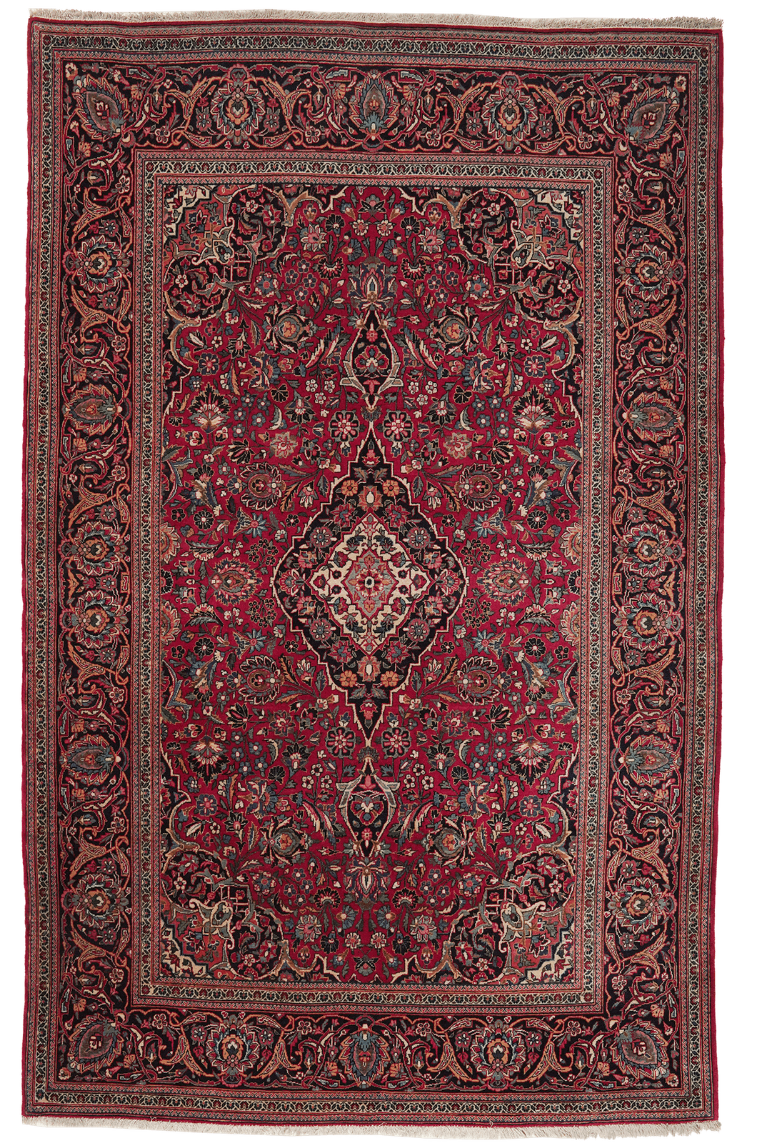 Kashan — Hand-knotted, 136x208 cm, Red, 100% Virgin Wool | Main view