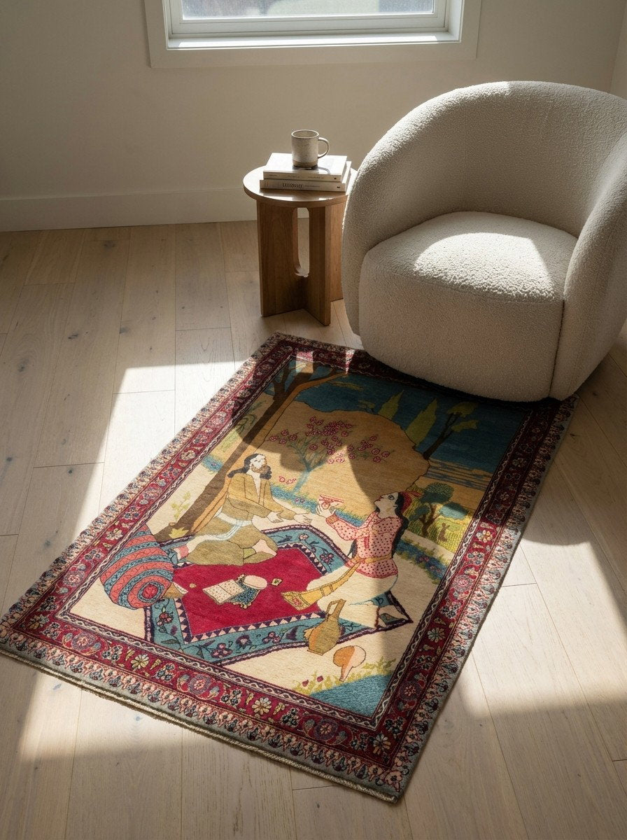 Kashan — Handgefertigt, 87x60 cm, Rot, 100% Virgin Wool | Detail view