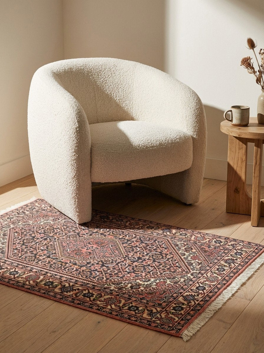 Bidjar Zandjan — Handgefertigt, 140x82 cm, Beige, 100% Virgin Wool | Detail view