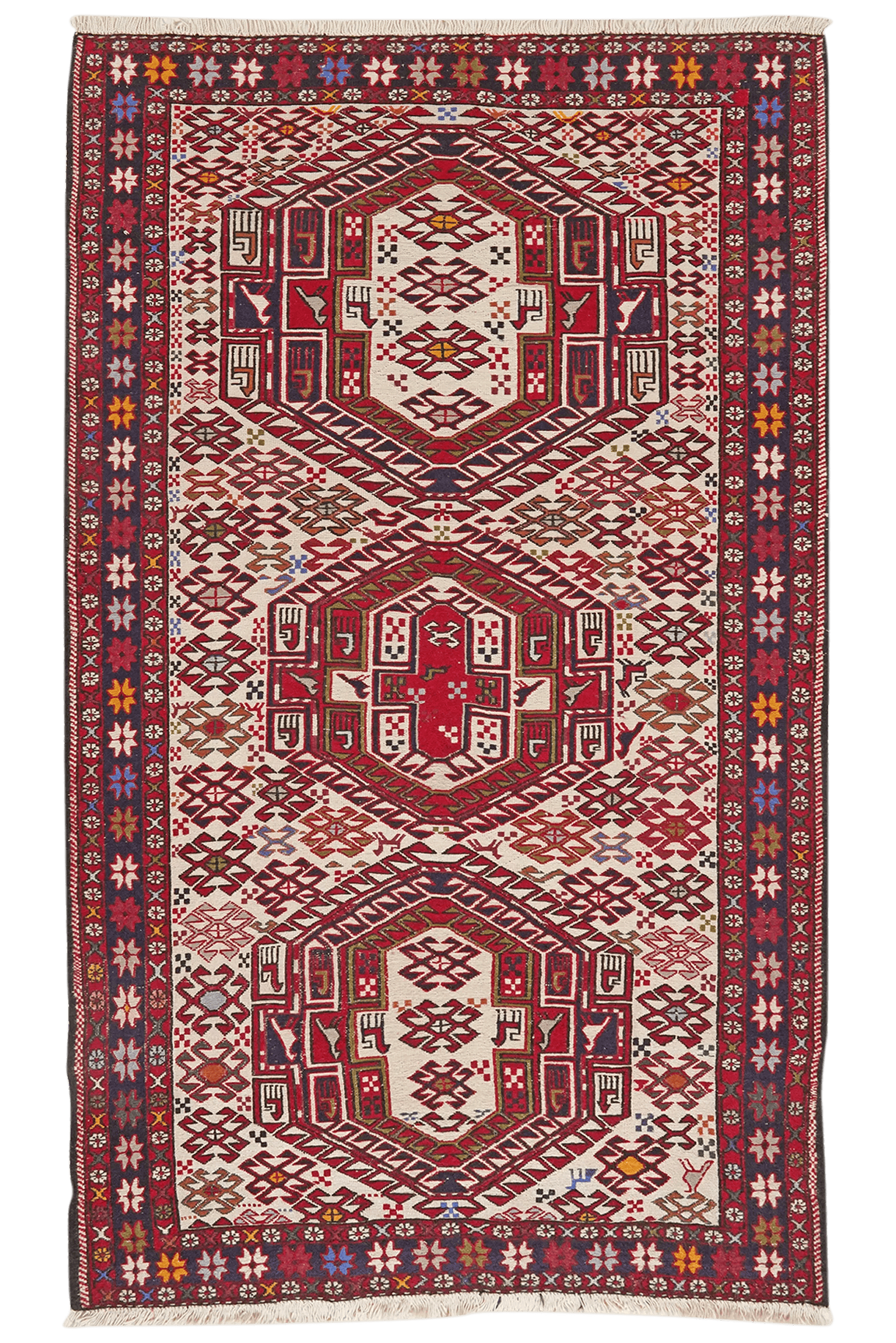 Sumak Shahsavan — Handmade, 114x201 cm, Beige, 100% Virgin Wool | Main view