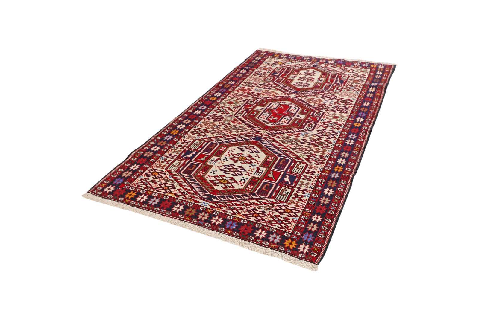 Sumak Shahsavan — Handmade, 114x201 cm, Beige, 100% Virgin Wool | View 5