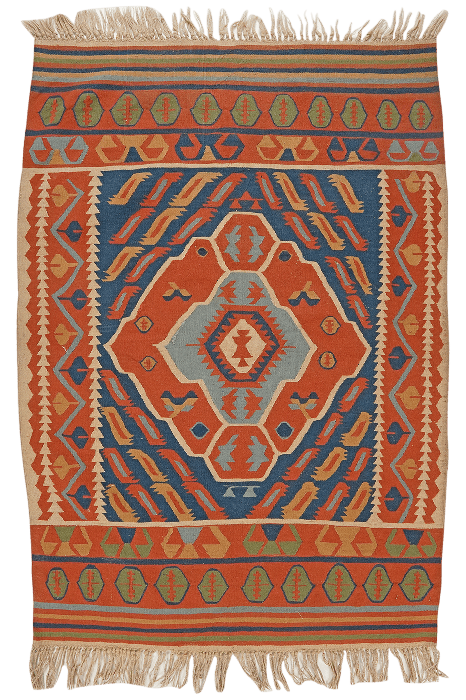 Kelim — Handmade, 117x167 cm, Blue, 100% Virgin Wool | Main view