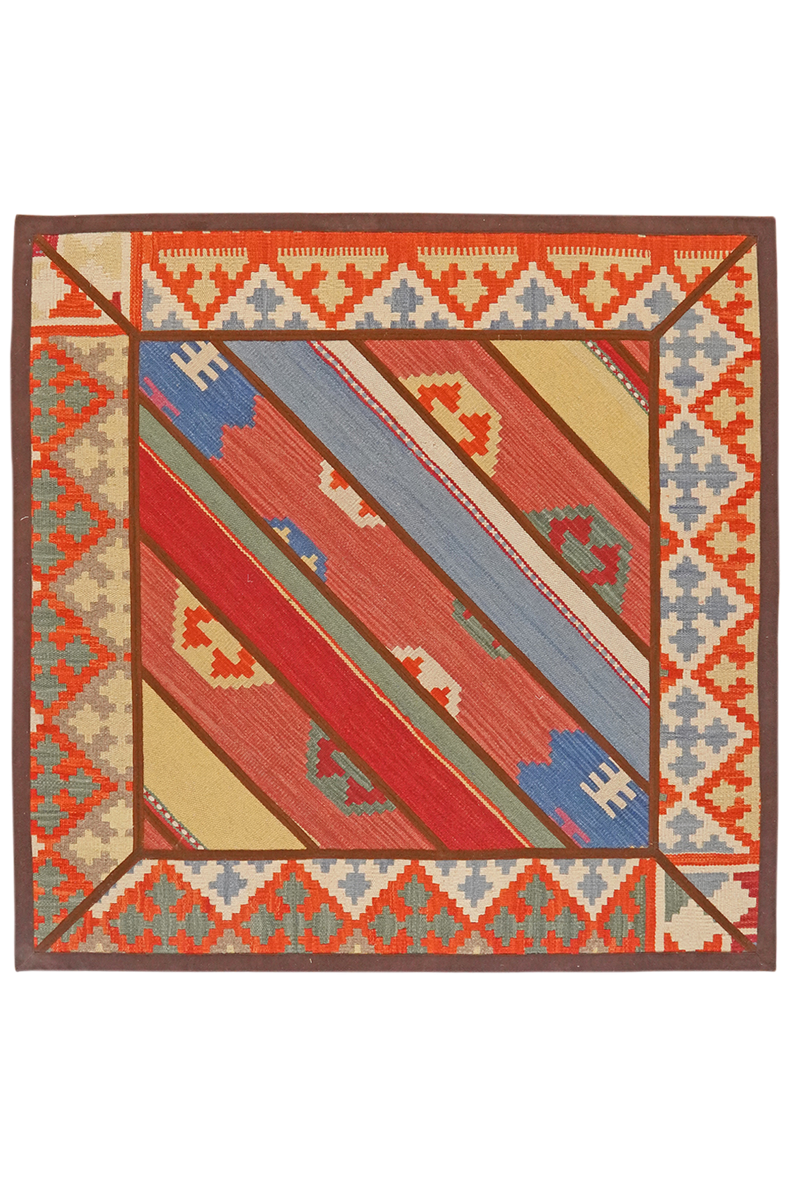 Kelim Tekkeh — Handgefertigt, 120x120 cm, Bunt, 100% Virgin Wool | Main view