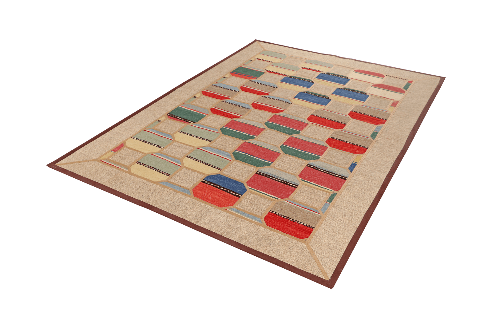 Kelim Tekkeh — Handmade, 160x237 cm, Beige, 100% Virgin Wool | View 5