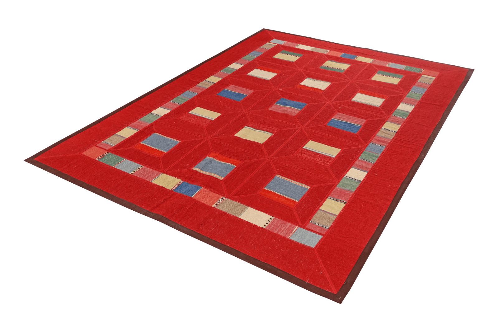 Kelim Tekkeh — Handmade, 180x258 cm, Red, 100% Virgin Wool | View 5