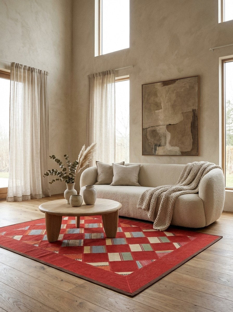 Kelim Tekkeh — Handgefertigt, 178x154 cm, Rot, 100% Virgin Wool | Detail view