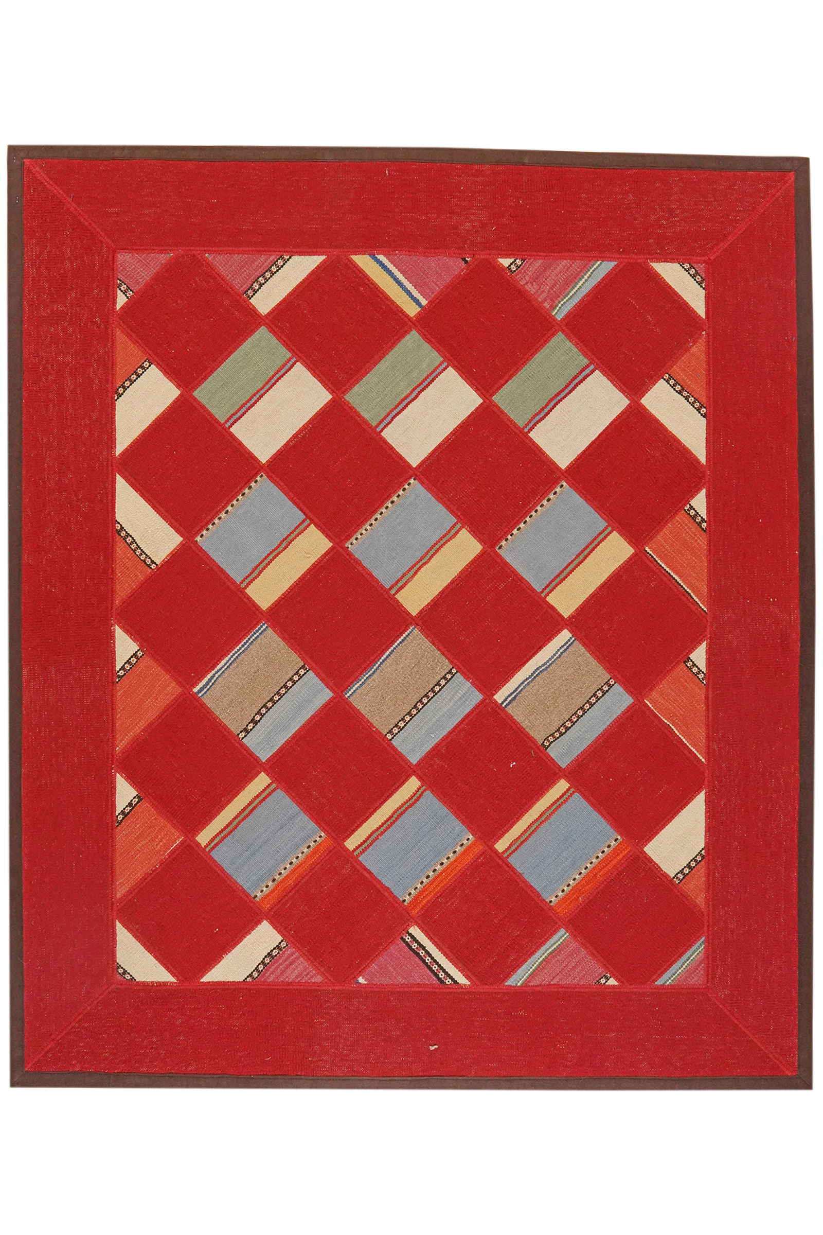 Kelim Tekkeh — Handgefertigt, 178x154 cm, Rot, 100% Virgin Wool | Main view