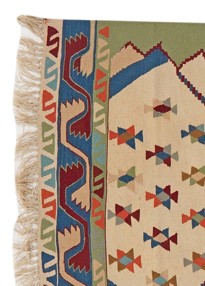 Kelim — Handmade, 111x178 cm, Beige, 100% Virgin Wool | View 3