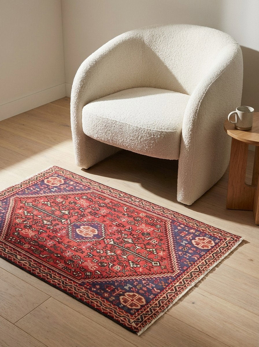 Abadeh — Handgefertigt, 93x57 cm, Beige, 100% Virgin Wool | Detail view