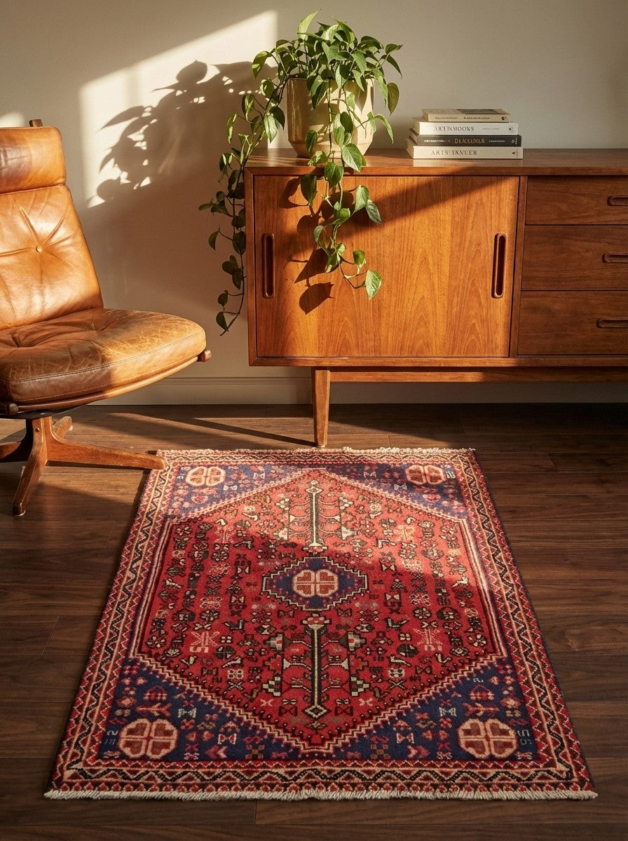 Abadeh — Hand-knotted, 57x93 cm, Red, 100% Virgin Wool | Back view