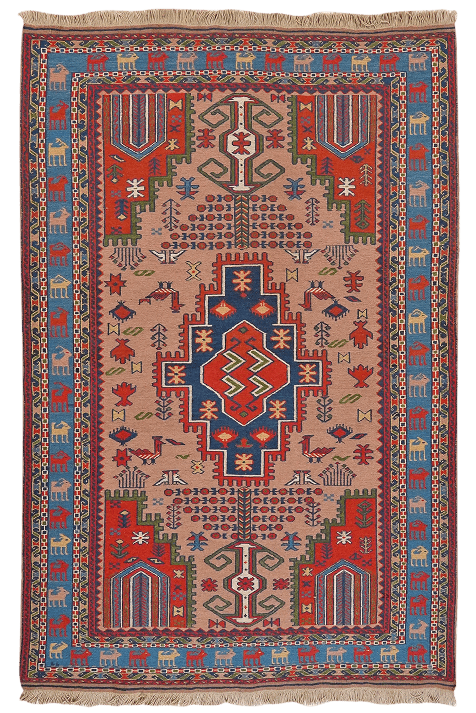 Sumak Shahsavan — Handmade, 125x185 cm, Beige, 100% Virgin Wool | Main view