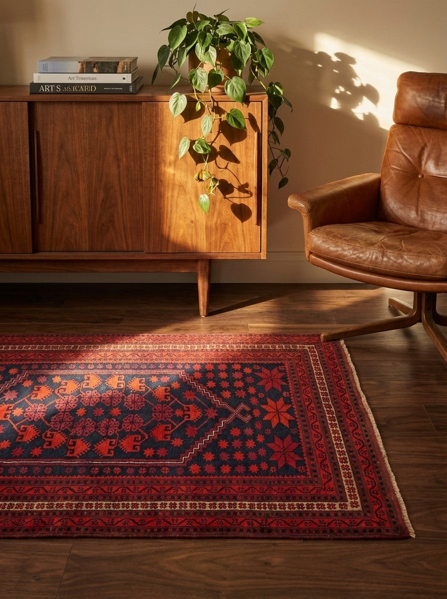 Yagdjibedir — Hand-knotted, 106x187 cm, Blue, 100% Virgin Wool | Back view