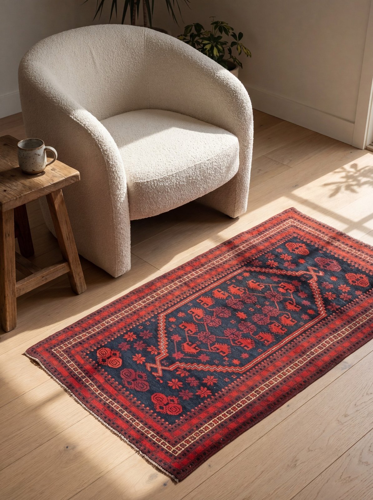 Yagdjibedir — Hand-knotted, 104x177 cm, Blue, 100% Virgin Wool | Detail view