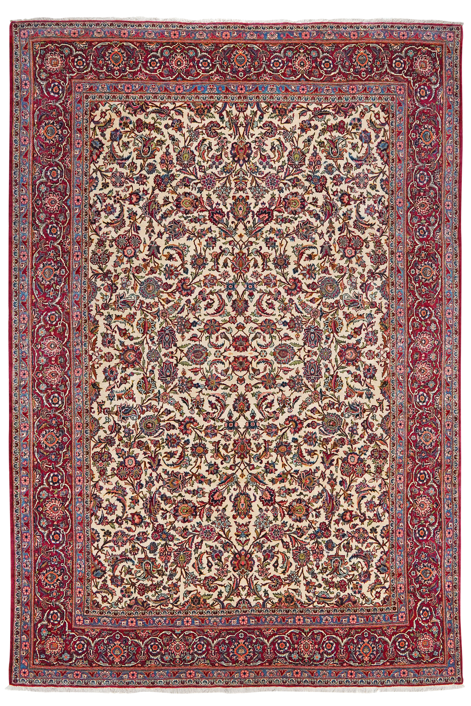 Kashan — Hand-knotted, 224x324 cm, Beige, 100% Virgin Wool | Main view