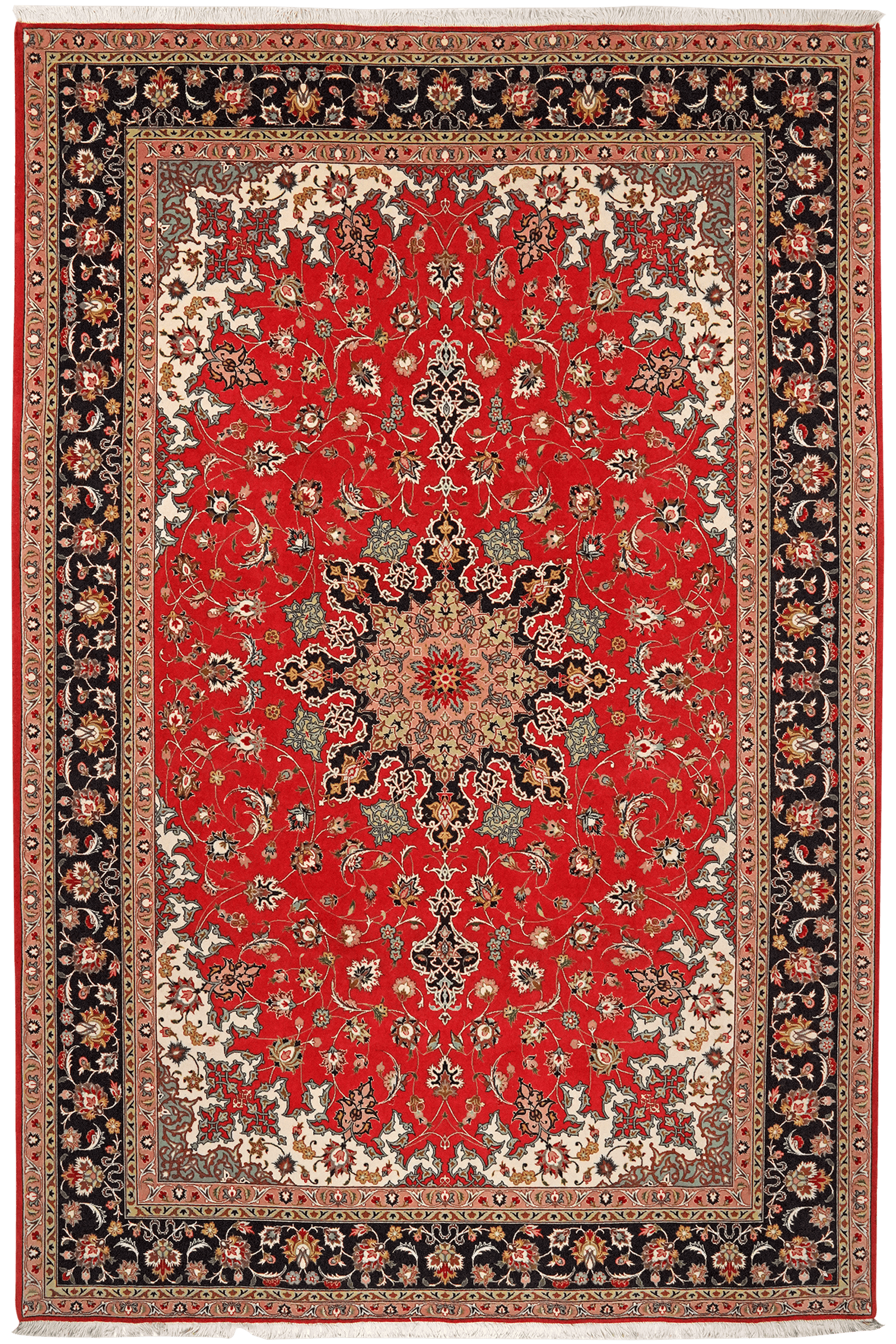 Tabriz 50 Raj — Hand-knotted, 202x304 cm, Red, 100% Virgin Wool | Main view