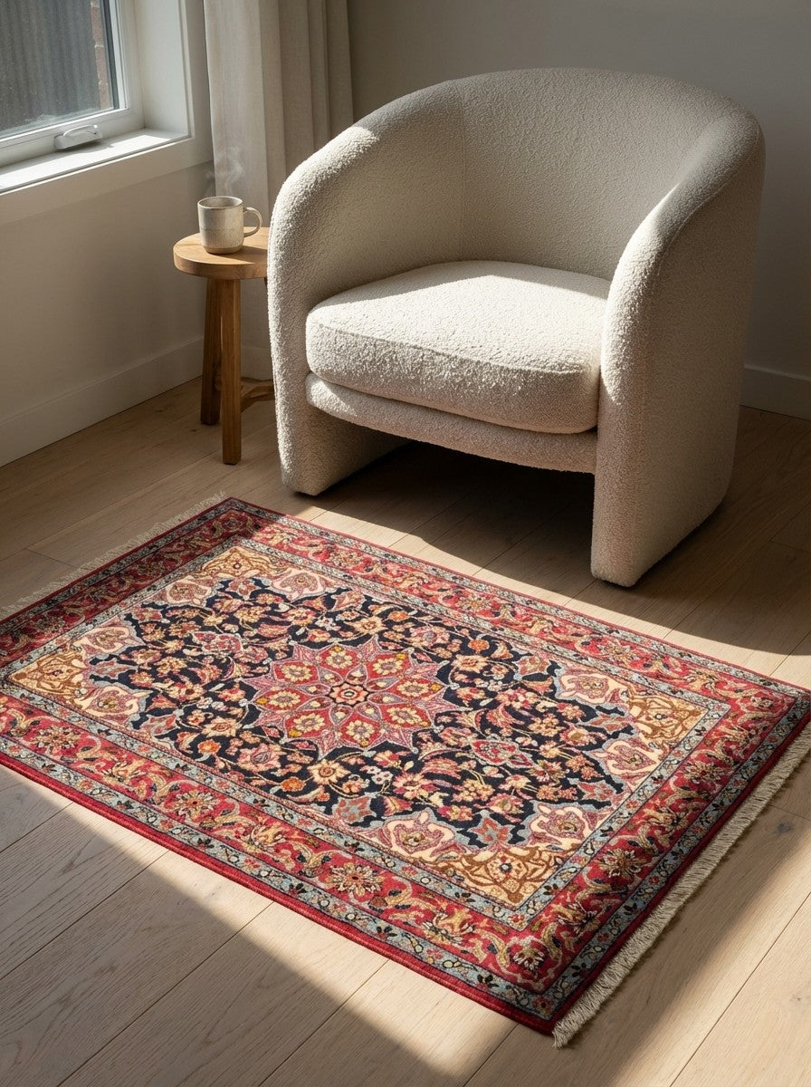 Isfahan — Hand-knotted, 79x119 cm, Blue, 100% Virgin Wool | Detail view