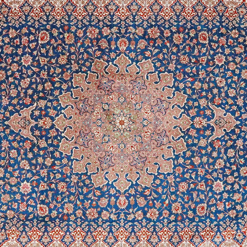 Ghoum Seide — Hand-knotted, 197x299 cm, Blue, 100% Silk | View 4